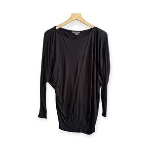 Vince Tapered Hem Long Sleeve Tee, Black, Size XS